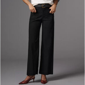 NWT Anthropologie Maeve The Colette Cropped Wide Leg Pants Black Size 25 Petite